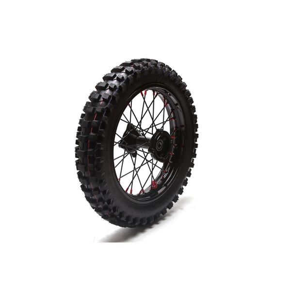 M2R RF125 RF140 RF160 Pit Bike Rear 14 Wheel Black Spokes Red Nipples