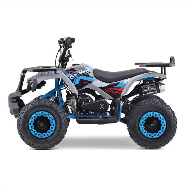 Funbikes Ranger 50cc Nardo Grey/Blue Kids 2024 Premium Petrol Mini Quad Bike