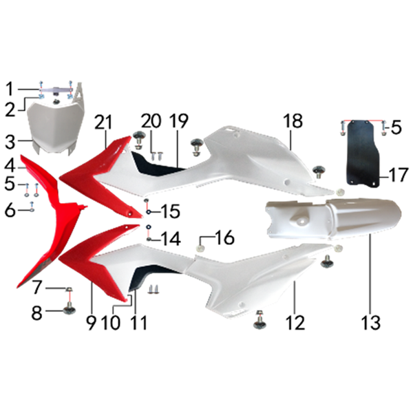 M2R RF125 S2 CRF110 Pit Bike White LHS Middle Plastic Panel