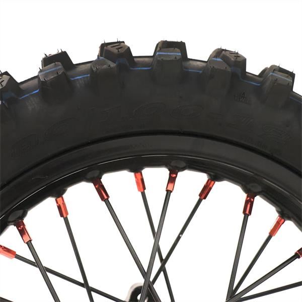 M2R RF160 S2 Pit Bike Rear 12 Wheel Black Spokes Red Nipples