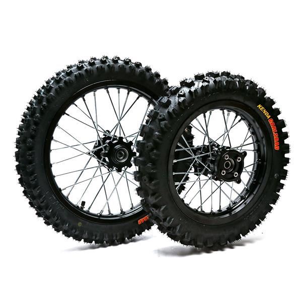Pit Bike Black CNC Wheels Kenda Tyres SDG Hub 14 12