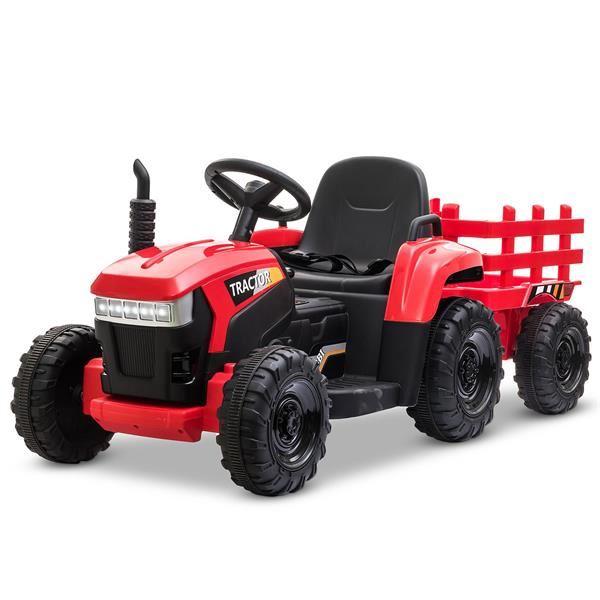 Tobbi 12v Ride On Red Tractor And Trailer