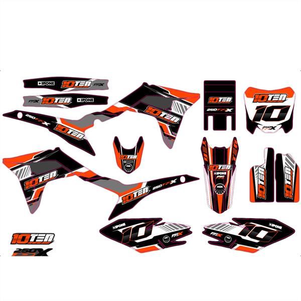 10Ten 250RX Dirt Bike Sticker Set Orange
