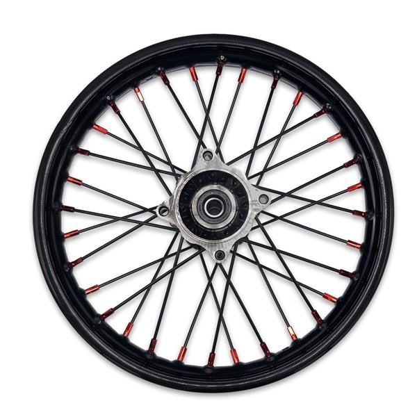 M2R RF160 S2 Pit Bike Rear 14 Rim Black Spokes Red Nipples