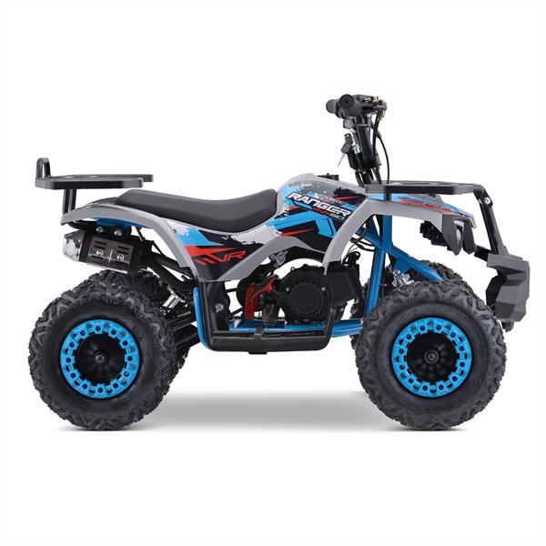 Funbikes Ranger 50cc Nardo Grey/Blue Kids 2024 Premium Petrol Mini Quad Bike