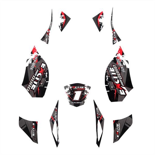 FunBikes Excite 50cc Mini Quad Sticker Set Black 