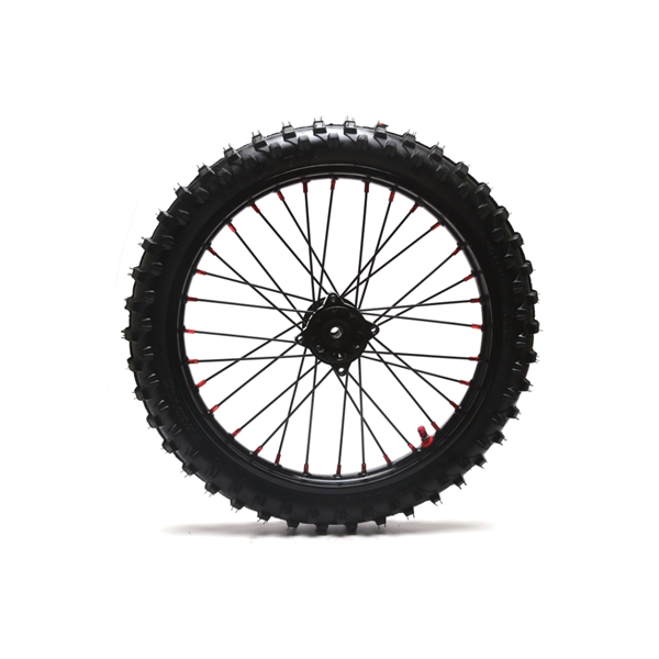 M2R RF125 S2 Pit Bike Front 17 Wheel Black Spokes Red Nipples