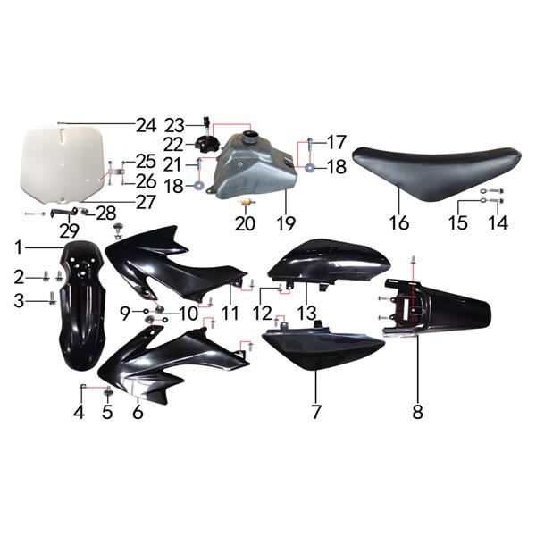 M2R KX110F Pit Bike Right Tank Scoop Black