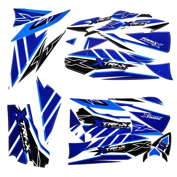 FunBikes Xtrax E-Sport 1000w Quad Bike Sticker Set Blue