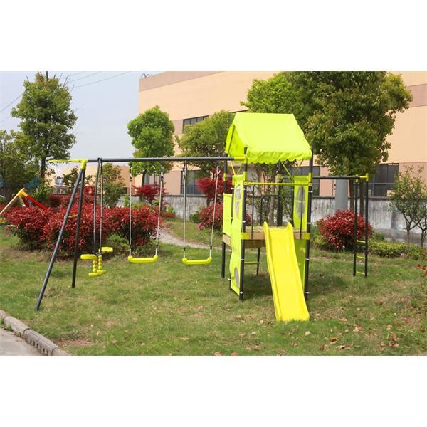 Manor All-in-One Swing Set Forts, Monkey Bars, Seesaw & Swings