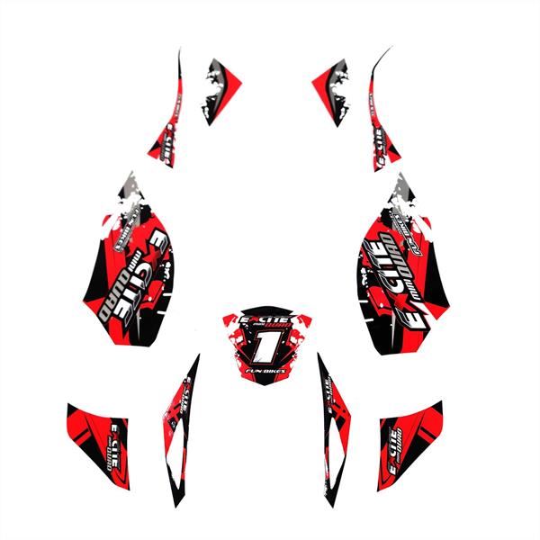 FunBikes Excite 50cc Mini Quad Sticker Set Red