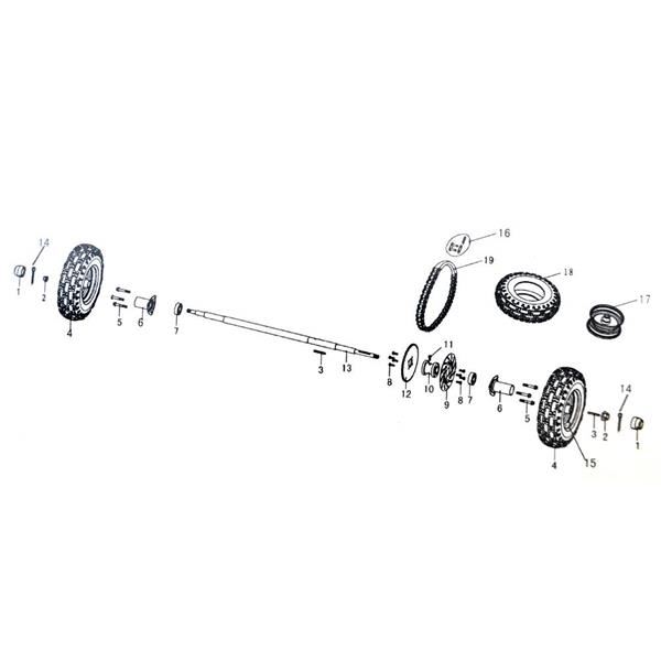 Funbikes Shark 50 Rear Axle 14-1101-00