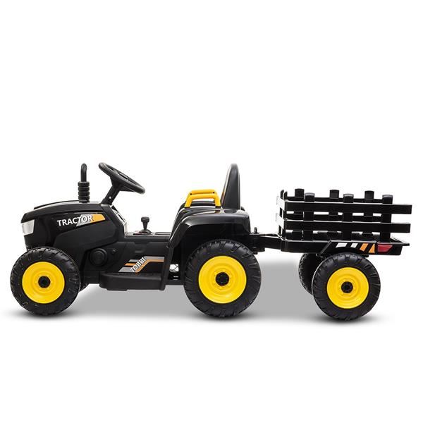 Tobbi 12v Ride On Black Tractor And Trailer