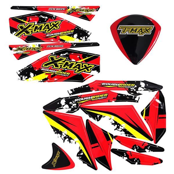 FunBikes X-Max Roughrider 1500w Electric Quad Bike Sticker Kit Red