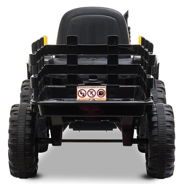Tobbi 12v Ride On Black Tractor And Trailer