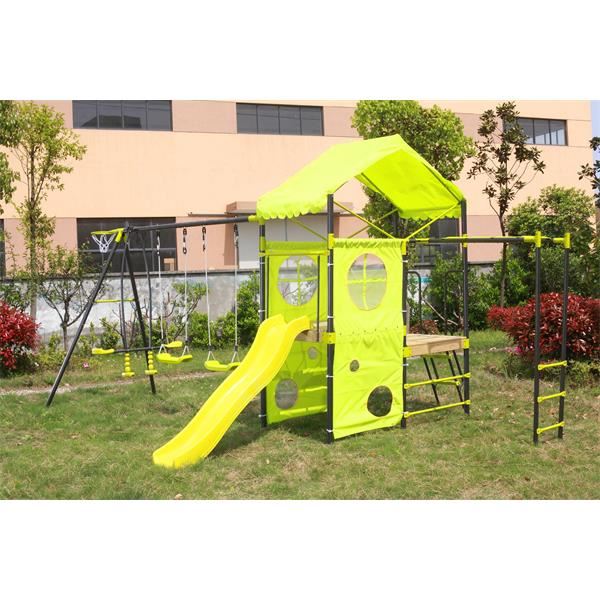 Manor All-in-One Swing Set Forts, Monkey Bars, Seesaw & Swings