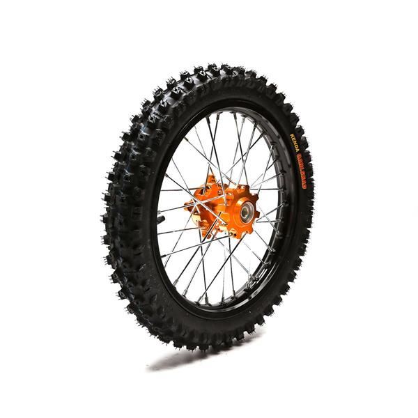 Pit Bike Orange CNC Wheels Kenda Tyres SDG Hub 14 12