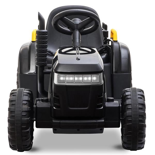 Tobbi 12v Ride On Black Tractor And Trailer