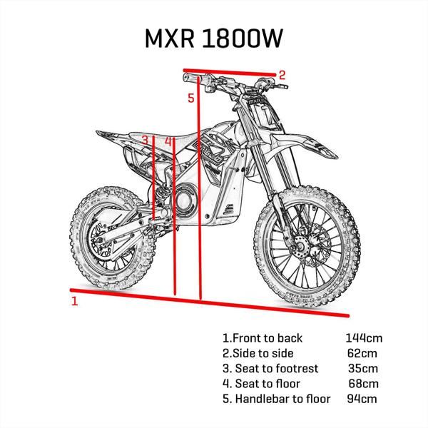 FunBikes MXR 1600w 48v Lithium Electric Motorbike 14/12 68cm Grey Kids Dirt Bike