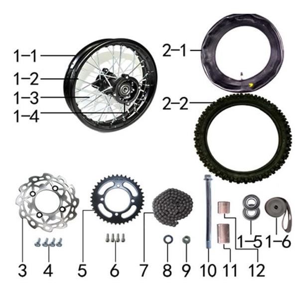M2R KX110F Pit Bike Rear 12 Inch Tyre