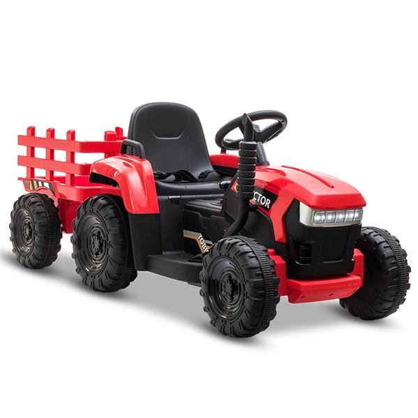 Tobbi 12v Ride On Red Tractor And Trailer