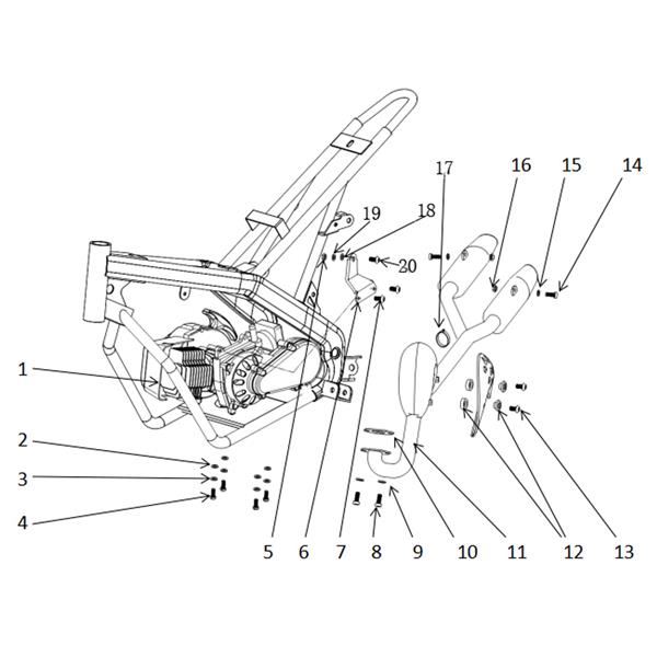 MXR RAGE 50cc Mini Dirt Bike Engine Frame Bracket Frame Lock Nut