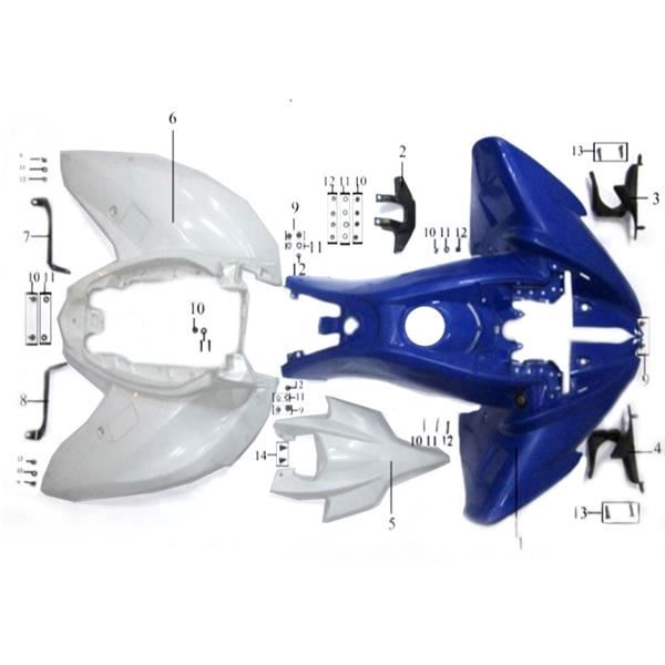 Pentora 125cc Quad Bike Blue Front Plastics
