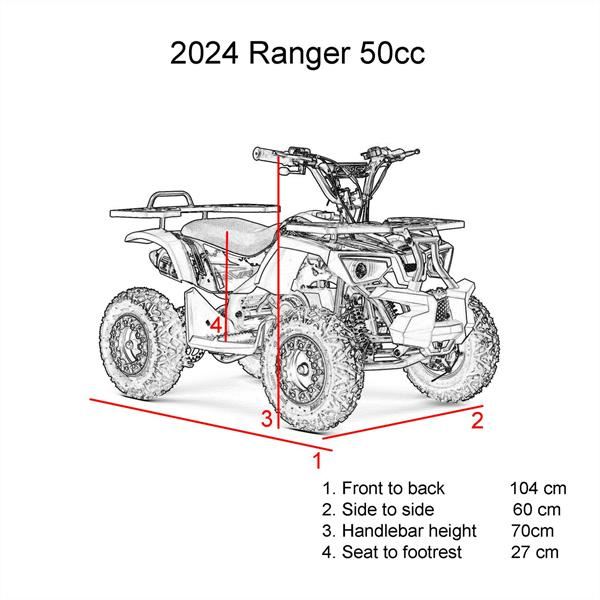 Funbikes Ranger 50cc Nardo Grey/Blue Kids 2024 Premium Petrol Mini Quad Bike