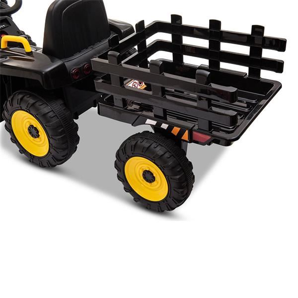 Tobbi 12v Ride On Black Tractor And Trailer