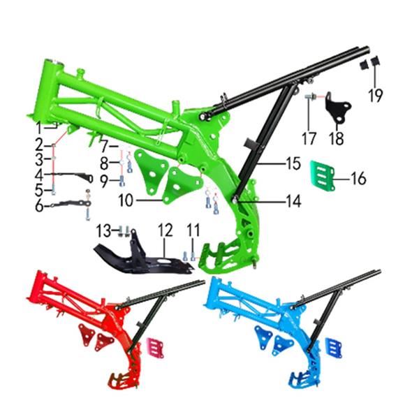 M2R KXF125 Pit Bike Frame Green