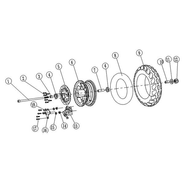 Chaos GT1600 Electric Scooter Front Wheel Axle Left Spacer