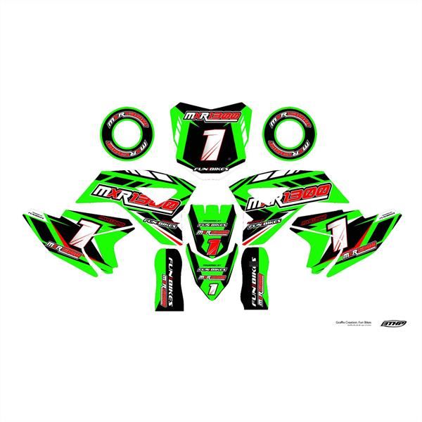 FunBikes MXR1300 Electric Dirt Bike Green Sticker Kit