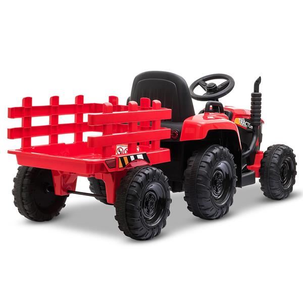 Tobbi 12v Ride On Red Tractor And Trailer