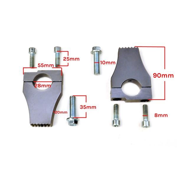 Pit Bike Alloy Grey 28mm Fatbar Handlebar Clamps 