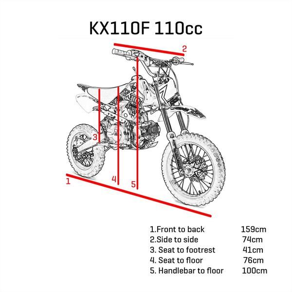 M2R Racing KX110F 110cc 14/12 76cm Blue Semi-Automatic Pit Bike