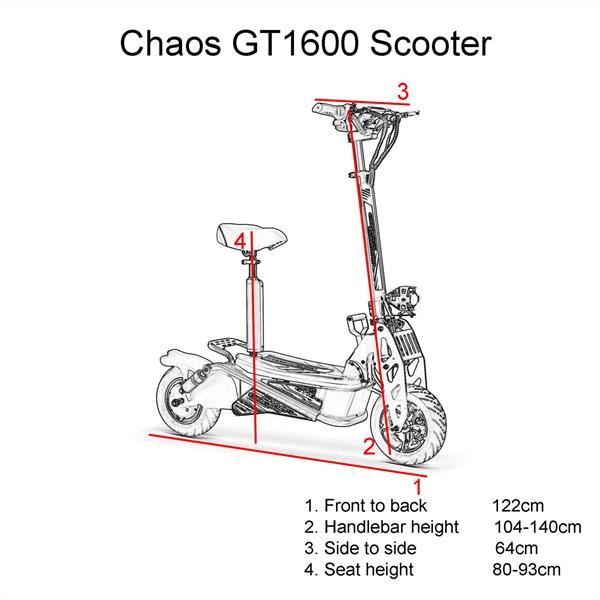 Chaos GT1600 Sport 48v Lithium Hub Drive Off Road White Adult Electric Scooter