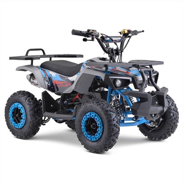 Funbikes Ranger 50cc Nardo Grey/Blue Kids 2024 Premium Petrol Mini Quad Bike