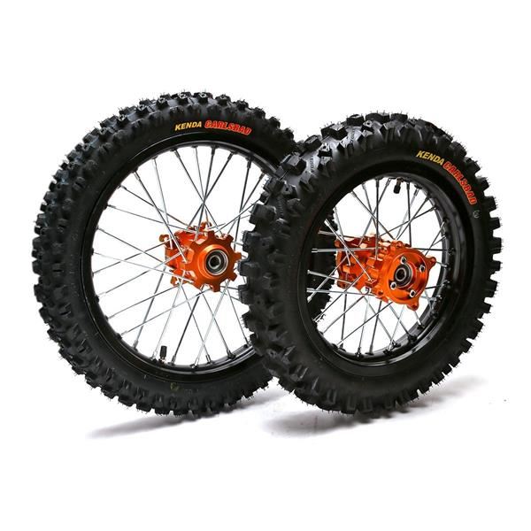 Pit Bike Orange CNC Wheels Kenda Tyres SDG Hub 14 12