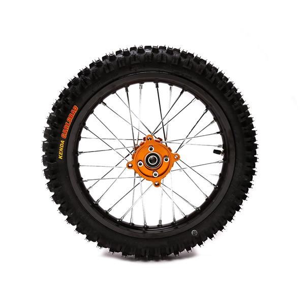 Pit Bike Orange CNC Wheels Kenda Tyres SDG Hub 14 12
