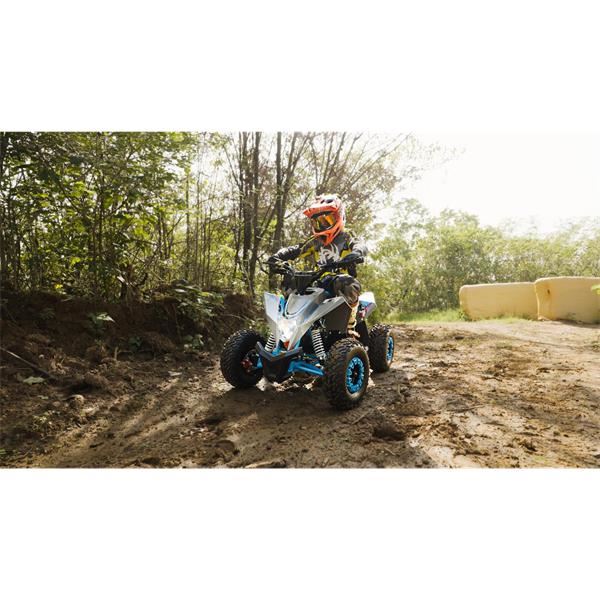 FunBikes T-Max Roughrider 2025 1100w 36v Nardo Grey/Blue Kids Midi Electric Quad Bike 35km/h