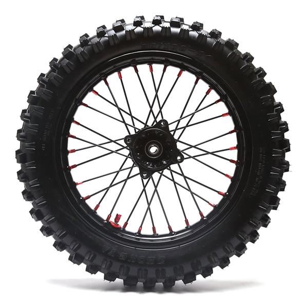M2R RF160 S2 Pit Bike Rear 14 Wheel Black Spokes Red Nipples