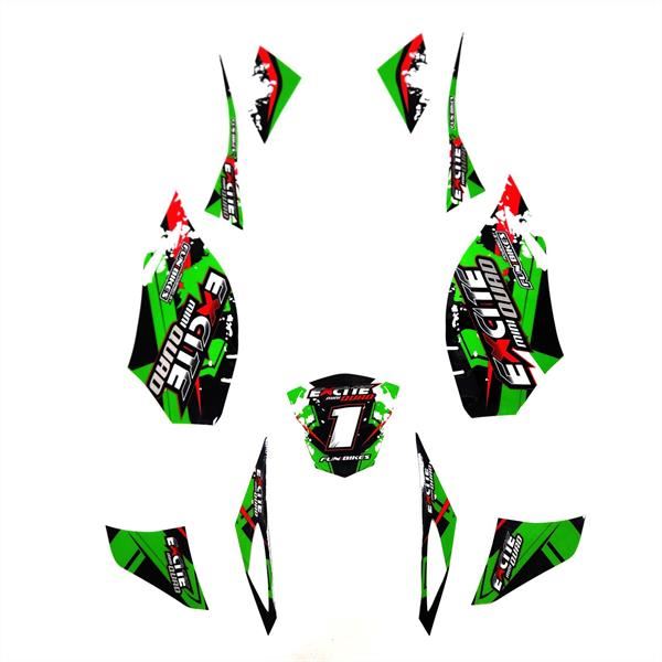 FunBikes Excite 1000w Mini Quad Sticker Set Green