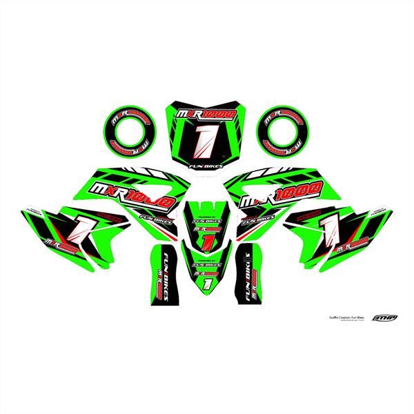 FunBikes MXR1000 Electric Dirt Bike Green Sticker Kit