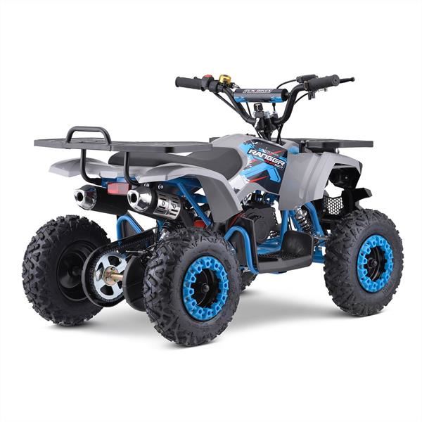 Funbikes Ranger 50cc Nardo Grey/Blue Kids 2024 Premium Petrol Mini Quad Bike