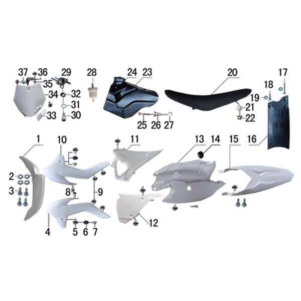 Ten10 250R Dirt Bike Left Side Middle Plastic