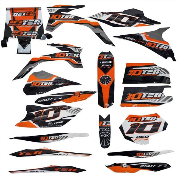 10Ten 250R Dirt Bike Sticker Set Orange & Black