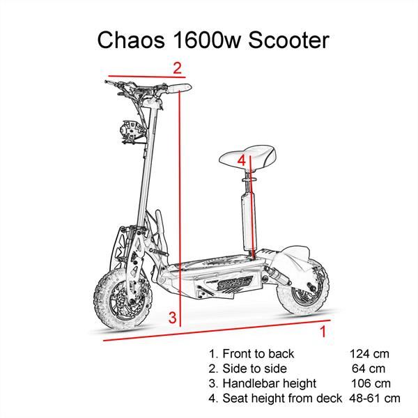 Chaos 1600w 48v SLA Hub Drive White Off Road Electric Scooter