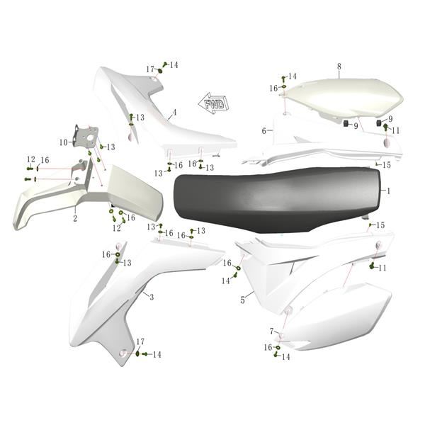 M2R RS-R 250cc Dirt Bike Front Mudguard White