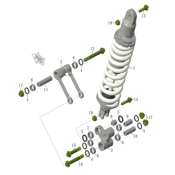 M2R RS-R 250cc Dirt Bike Rear Shock Absorber Top Bolt M10*40