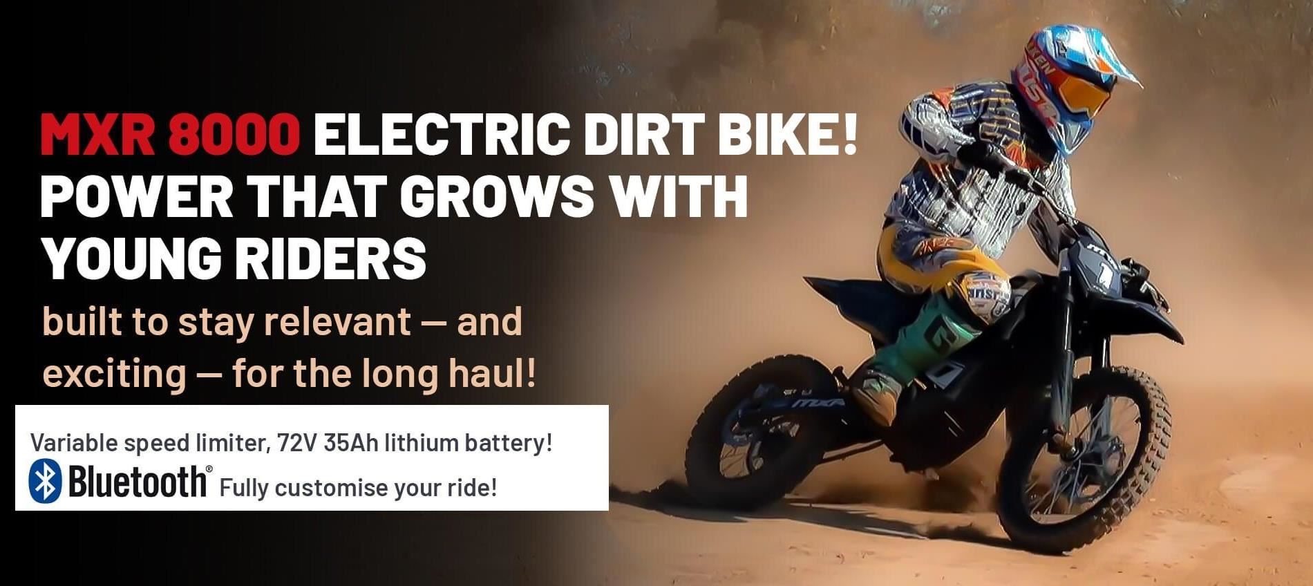 MXR 8000 ELECTRIC DIRT BIKE! POWER THAT GROWS WITH YOUNG RIDERS